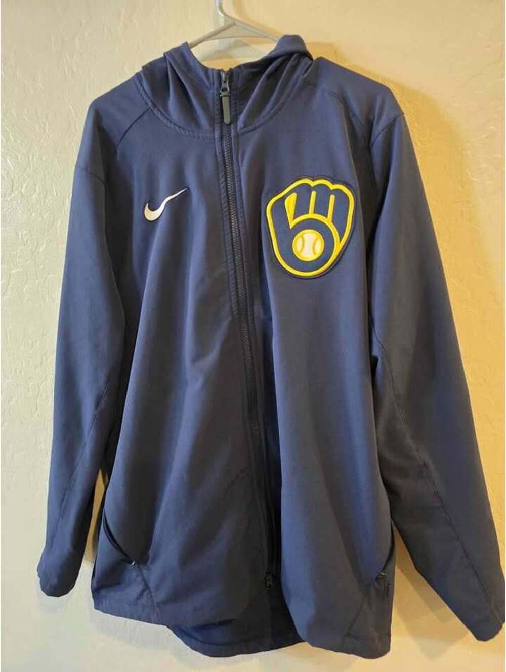 Nike MLB Milwaukee Brewers Jacket With Hood Water Resistant Men's Size XL